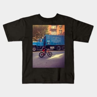 Bike, Manhattan Ave, Harlem, NYC Kids T-Shirt